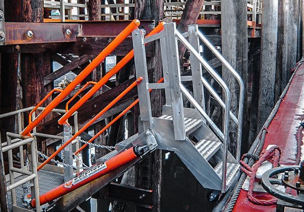 Marine dock self adjusting stair SAS gangway