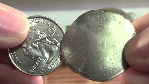 Example of coin on railroard track