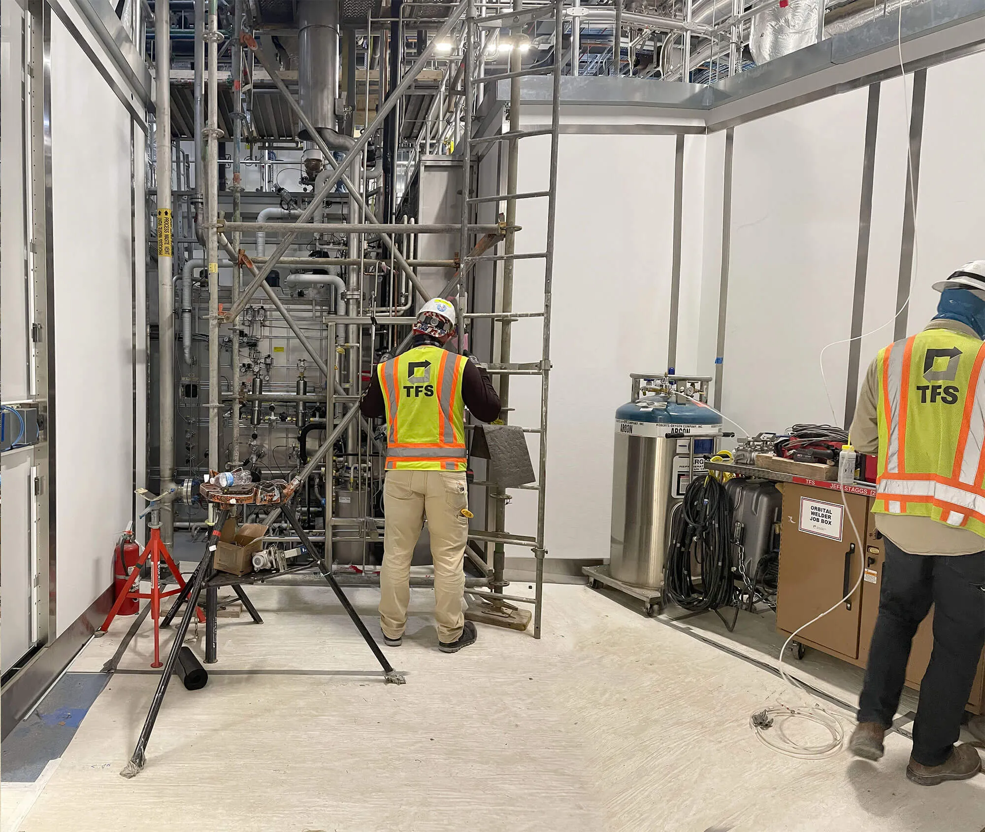 Pharmaceutical facility access ladder being replaced