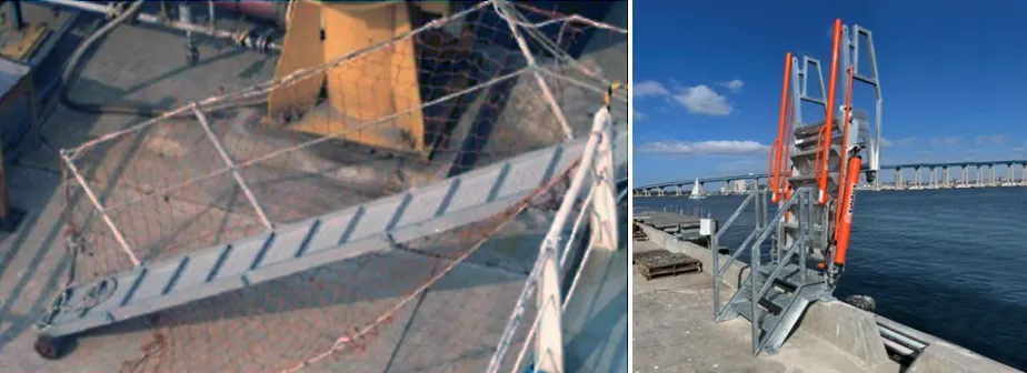Installation of a SafeRack Marine Gangway for safe, compliant access from shore to ship.