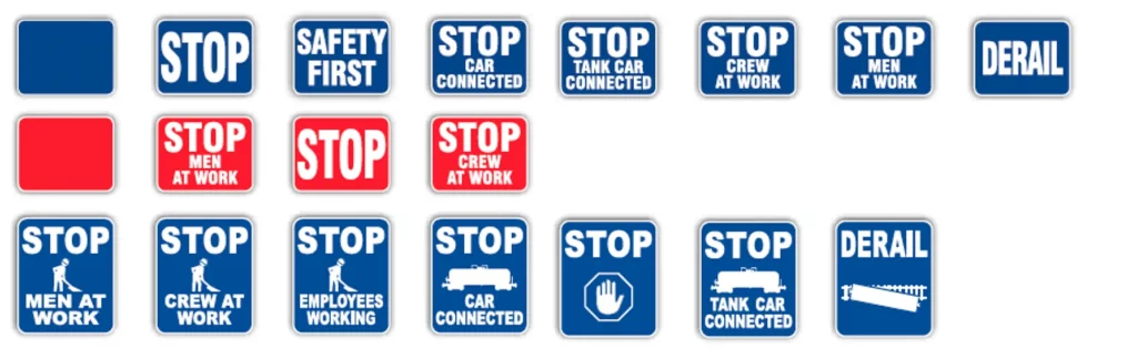 Blue Flag Railroad Safety Signs