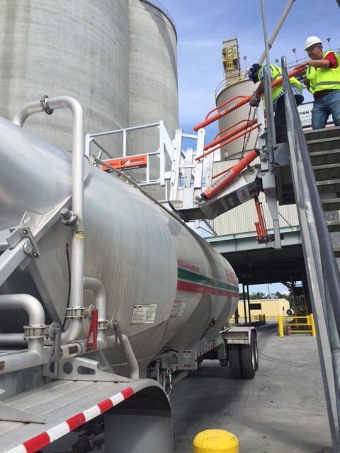 Loading gangway for cement industry truck loading