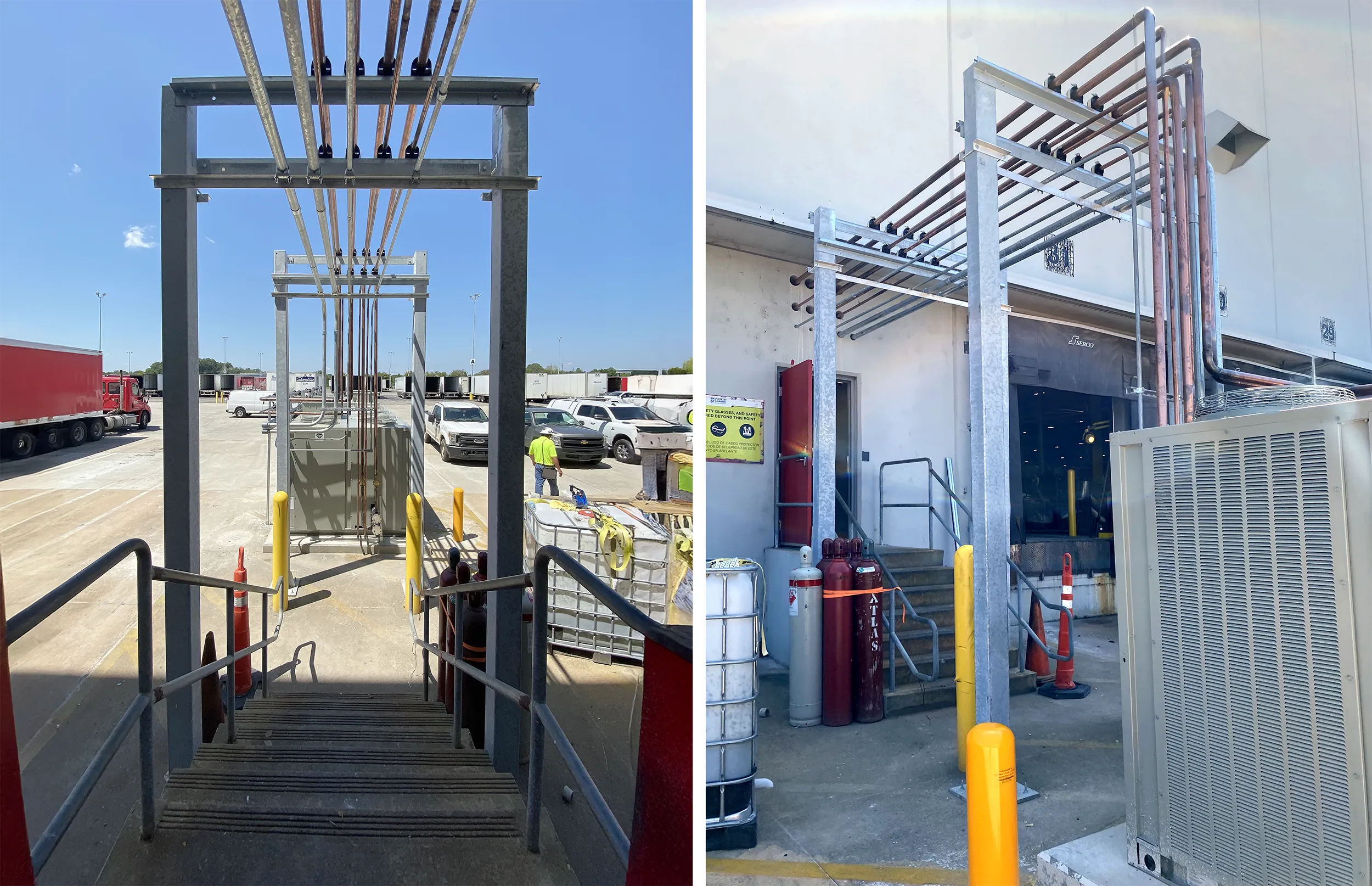 Exterior pipe rack installation – Beverage Facility