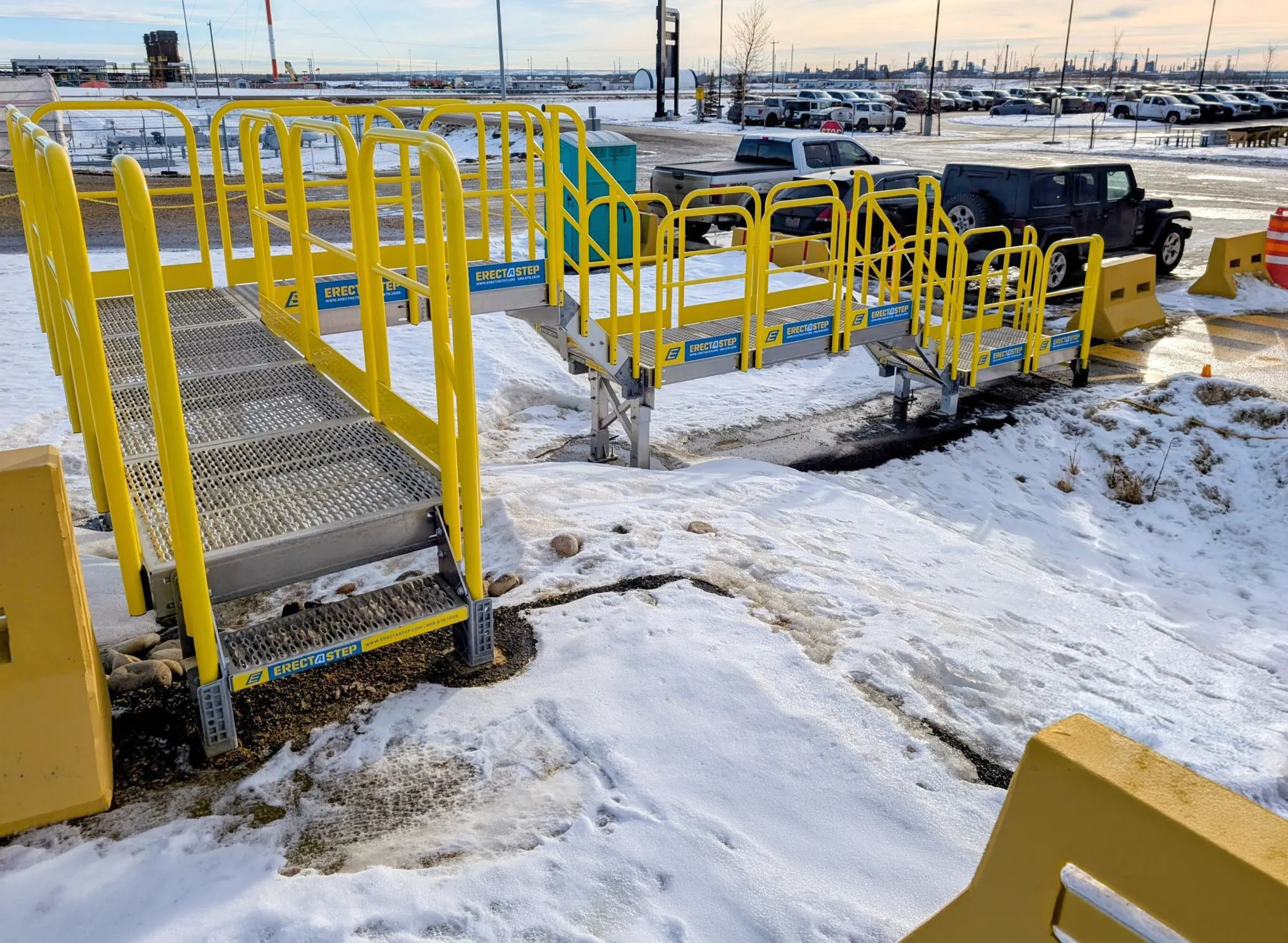 Snowy Hillside Berm Stair Installation