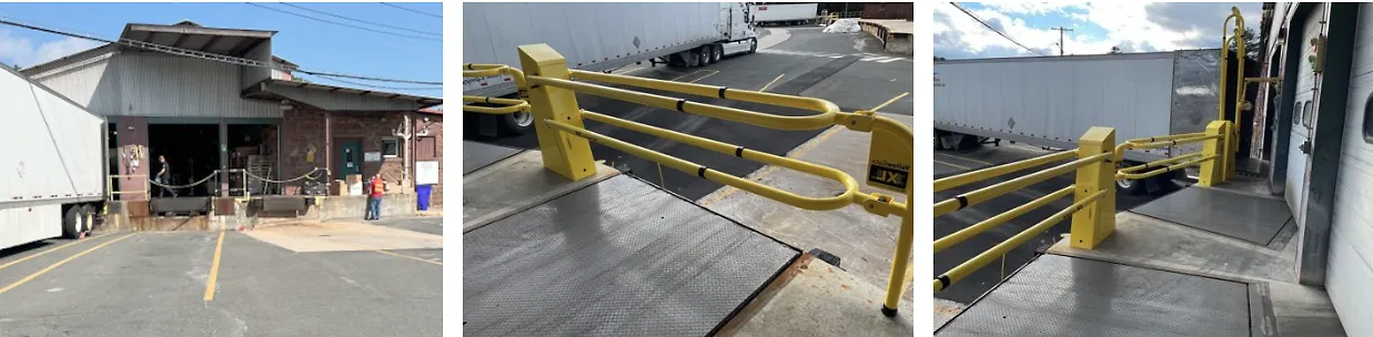 Installation of a YellowGate barrier gate at a loading bay to mitigate potential fall risk.