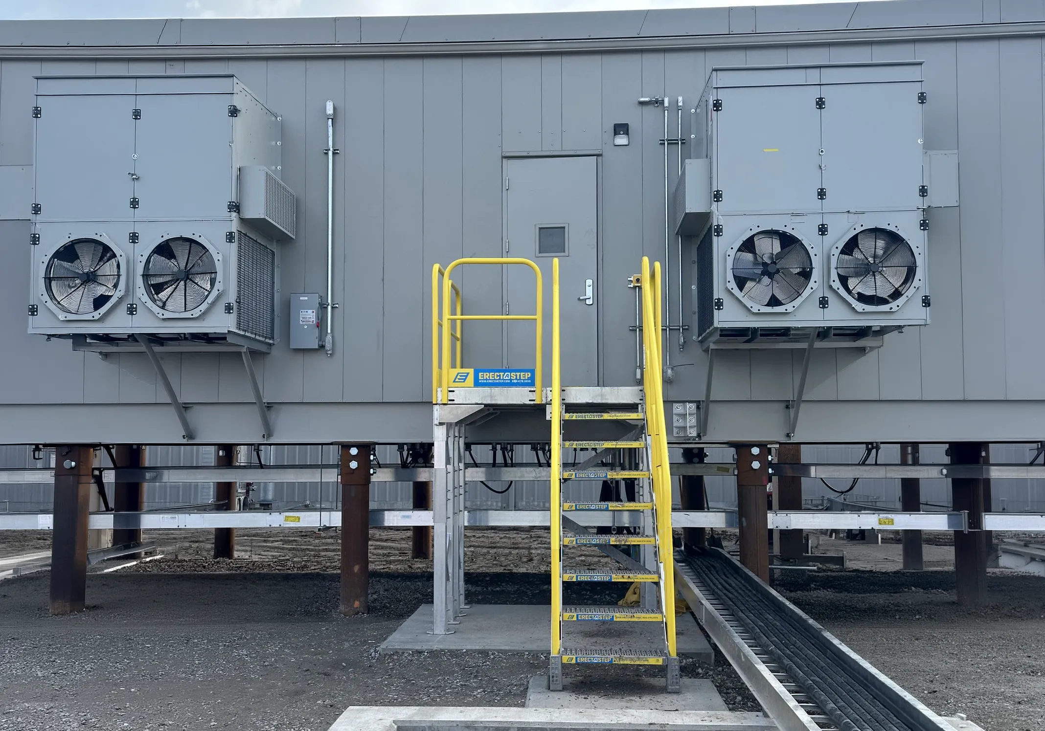 modular building access stair installation