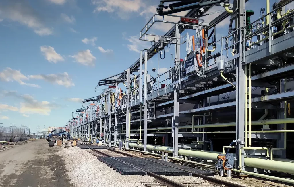 multispot loading terminal with Trackpan railcar Spill Containment FRT