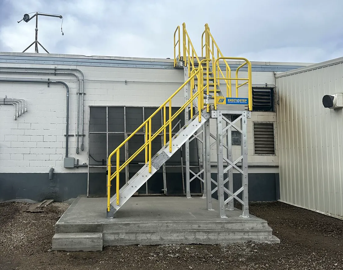 Rooftop access stair installation